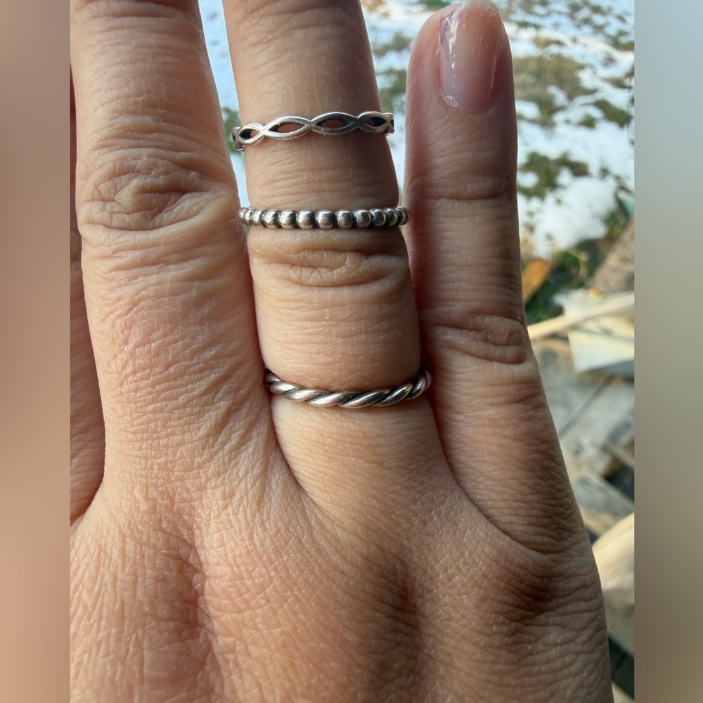 925 Sterling Silver Stackable Rings Open From Back - image 1